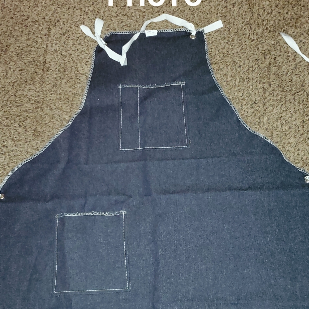 COPY - Ansell Unisex Bib Work Apron Denim Shop Blue Pocket Ties New K4